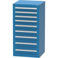 Vidmar - 9 Drawer, 124 Compartment Bright Blue Steel Modular Storage Cabinet - Benchmark Tooling