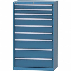 LISTA - 9 Drawer, 84 Compartment Bright Blue Steel Modular Storage Cabinet - Benchmark Tooling