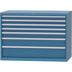 LISTA - 7 Drawer, 99 Compartment Bright Blue Steel Modular Storage Cabinet - Benchmark Tooling