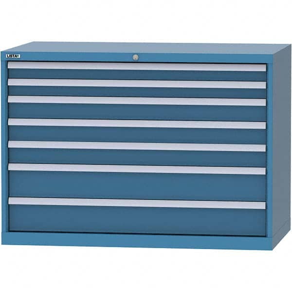 LISTA - 7 Drawer, 99 Compartment Bright Blue Steel Modular Storage Cabinet - Benchmark Tooling