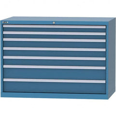 LISTA - 7 Drawer, 99 Compartment Bright Blue Steel Modular Storage Cabinet - Benchmark Tooling