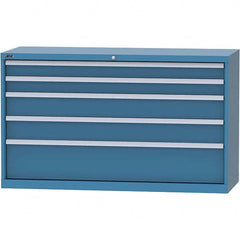 LISTA - 5 Drawer, 84 Compartment Bright Blue Steel Modular Storage Cabinet - Benchmark Tooling