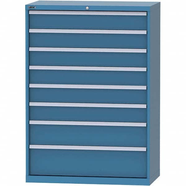 LISTA - 8 Drawer, 84 Compartment Bright Blue Steel Modular Storage Cabinet - Benchmark Tooling