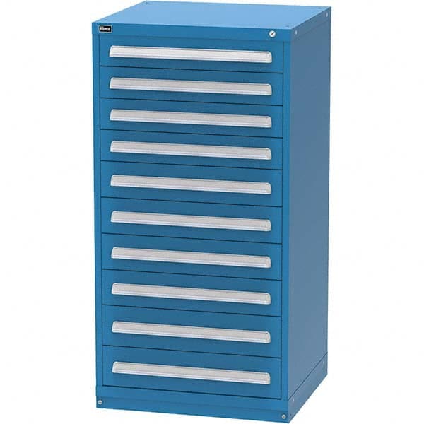 Vidmar - 10 Drawer, 124 Compartment Bright Blue Steel Modular Storage Cabinet - Benchmark Tooling