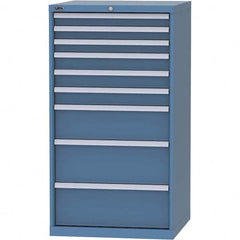 LISTA - 9 Drawer, 45 Compartment Bright Blue Steel Modular Storage Cabinet - Benchmark Tooling