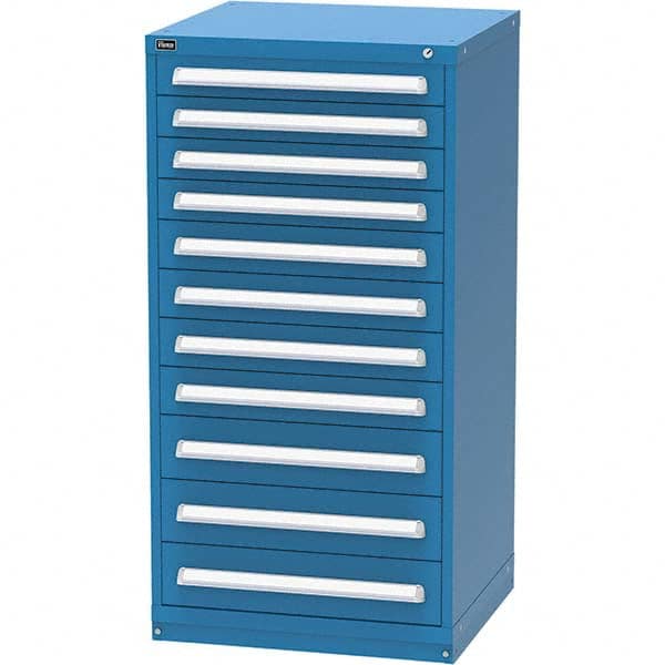 Vidmar - 11 Drawer, 124 Compartment Bright Blue Steel Modular Storage Cabinet - Benchmark Tooling