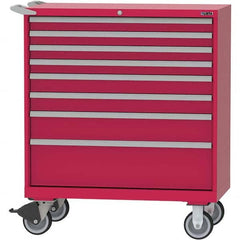 LISTA - 8 Drawer, 84 Compartment Red Steel Modular Storage Cabinet - Benchmark Tooling