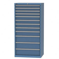 LISTA - 12 Drawer, 93 Compartment Bright Blue Steel Modular Storage Cabinet - Benchmark Tooling
