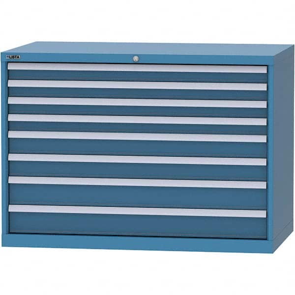 LISTA - 8 Drawer, 99 Compartment Bright Blue Steel Modular Storage Cabinet - Benchmark Tooling