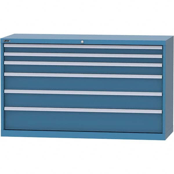 LISTA - 6 Drawer, 84 Compartment Bright Blue Steel Modular Storage Cabinet - Benchmark Tooling