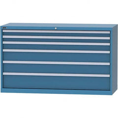 LISTA - 6 Drawer, 84 Compartment Bright Blue Steel Modular Storage Cabinet - Benchmark Tooling