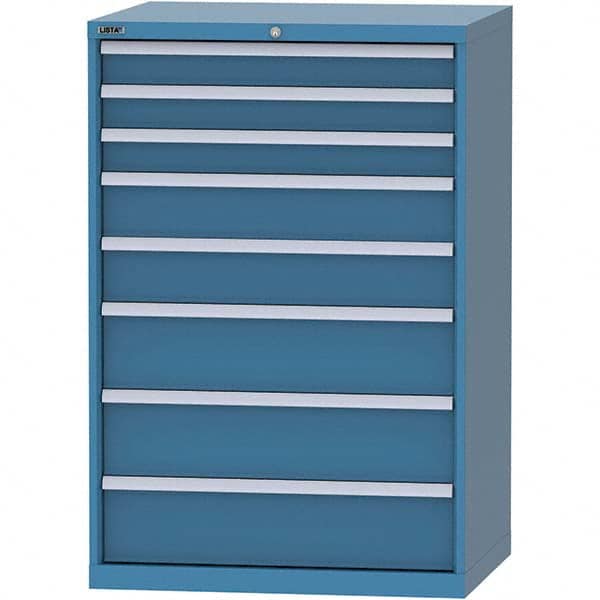 LISTA - 8 Drawer, 84 Compartment Bright Blue Steel Modular Storage Cabinet - Benchmark Tooling