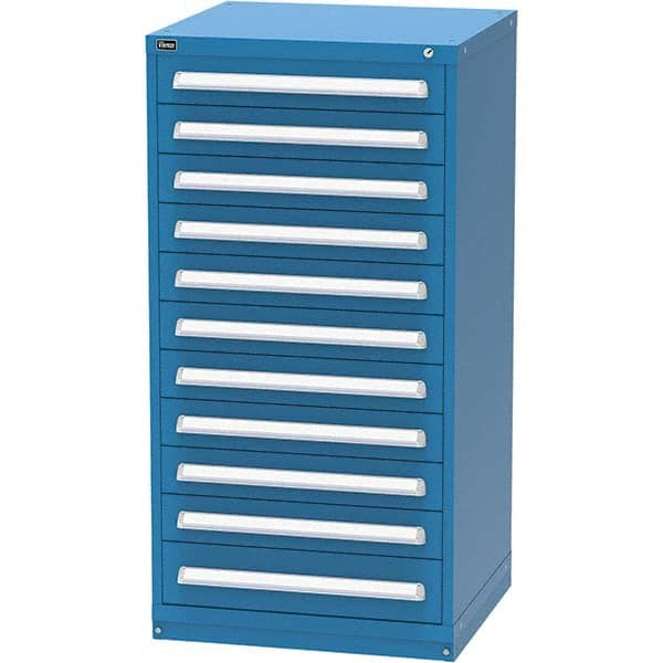 Vidmar - 11 Drawer, 124 Compartment Bright Blue Steel Modular Storage Cabinet - Benchmark Tooling