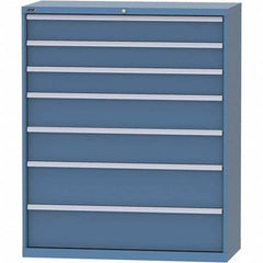 LISTA - 7 Drawer, 99 Compartment Bright Blue Steel Modular Storage Cabinet - Benchmark Tooling
