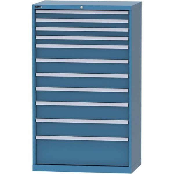 LISTA - 11 Drawer, 84 Compartment Bright Blue Steel Modular Storage Cabinet - Benchmark Tooling