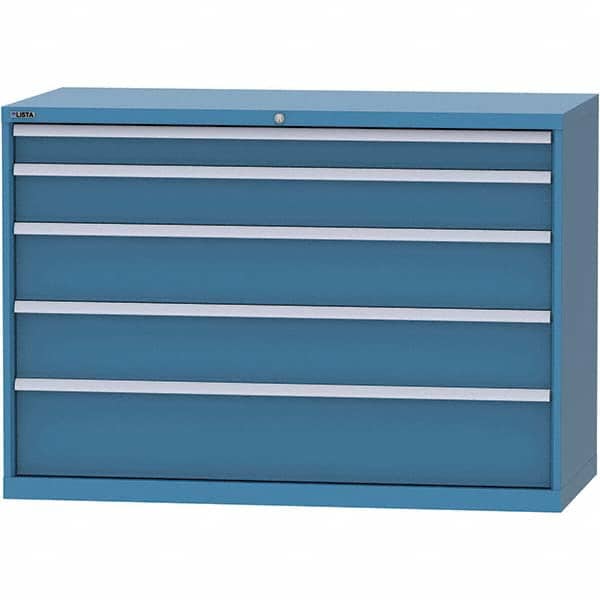LISTA - 5 Drawer, 84 Compartment Bright Blue Steel Modular Storage Cabinet - Benchmark Tooling