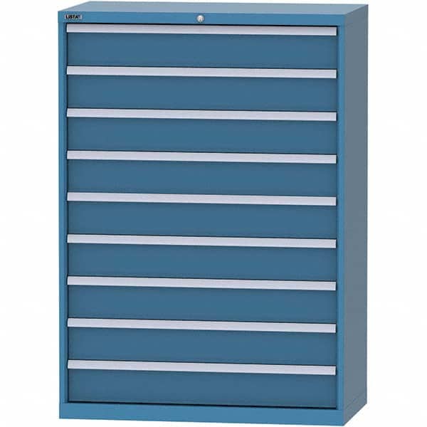 LISTA - 9 Drawer, 84 Compartment Bright Blue Steel Modular Storage Cabinet - Benchmark Tooling