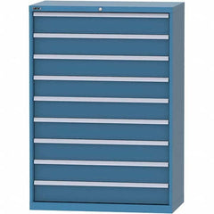 LISTA - 9 Drawer, 84 Compartment Bright Blue Steel Modular Storage Cabinet - Benchmark Tooling