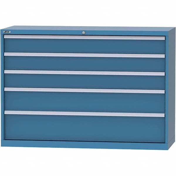 LISTA - 5 Drawer, 84 Compartment Bright Blue Steel Modular Storage Cabinet - Benchmark Tooling