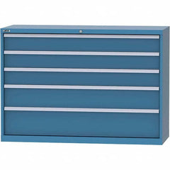 LISTA - 5 Drawer, 84 Compartment Bright Blue Steel Modular Storage Cabinet - Benchmark Tooling
