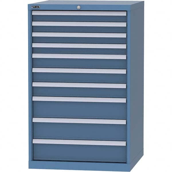 LISTA - 10 Drawer, 45 Compartment Bright Blue Steel Modular Storage Cabinet - Benchmark Tooling