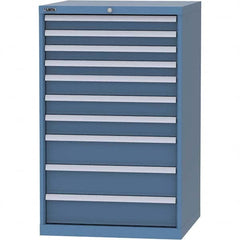 LISTA - 10 Drawer, 45 Compartment Bright Blue Steel Modular Storage Cabinet - Benchmark Tooling