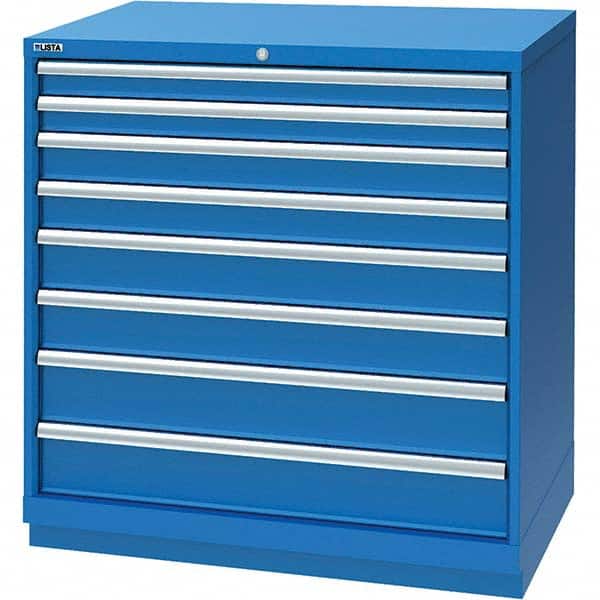 LISTA - 8 Drawer, 117 Compartment Bright Blue Steel Modular Storage Cabinet - Benchmark Tooling
