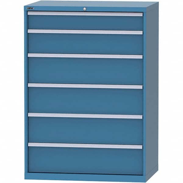 LISTA - 6 Drawer, 99 Compartment Bright Blue Steel Modular Storage Cabinet - Benchmark Tooling