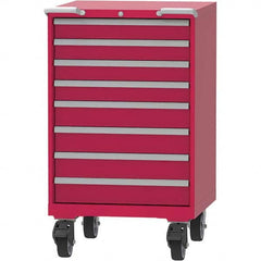 LISTA - 8 Drawer, 45 Compartment Red Steel Modular Storage Cabinet - Benchmark Tooling