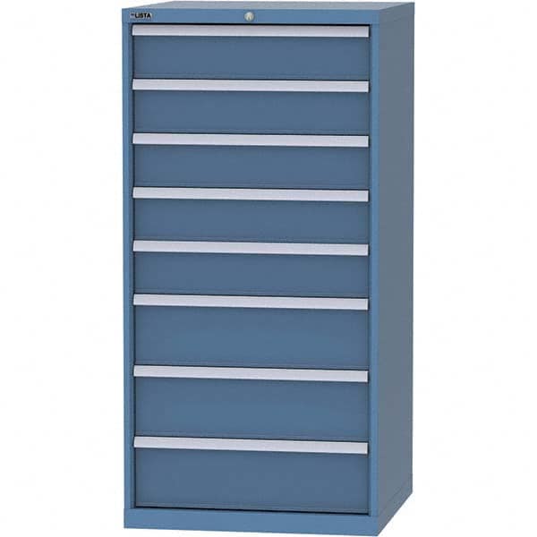 LISTA - 8 Drawer, 45 Compartment Bright Blue Steel Modular Storage Cabinet - Benchmark Tooling