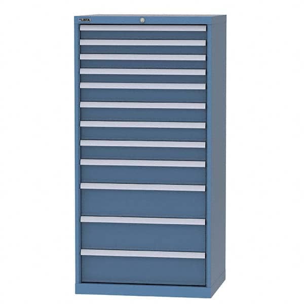 LISTA - 11 Drawer, 93 Compartment Bright Blue Steel Modular Storage Cabinet - Benchmark Tooling