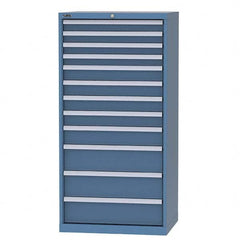 LISTA - 11 Drawer, 93 Compartment Bright Blue Steel Modular Storage Cabinet - Benchmark Tooling