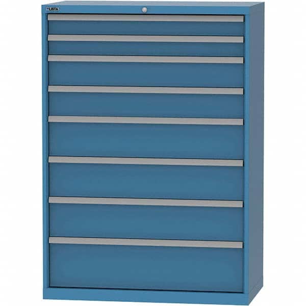 LISTA - 8 Drawer, 84 Compartment Bright Blue Steel Modular Storage Cabinet - Benchmark Tooling