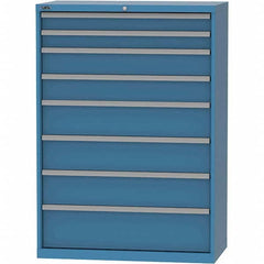 LISTA - 8 Drawer, 84 Compartment Bright Blue Steel Modular Storage Cabinet - Benchmark Tooling