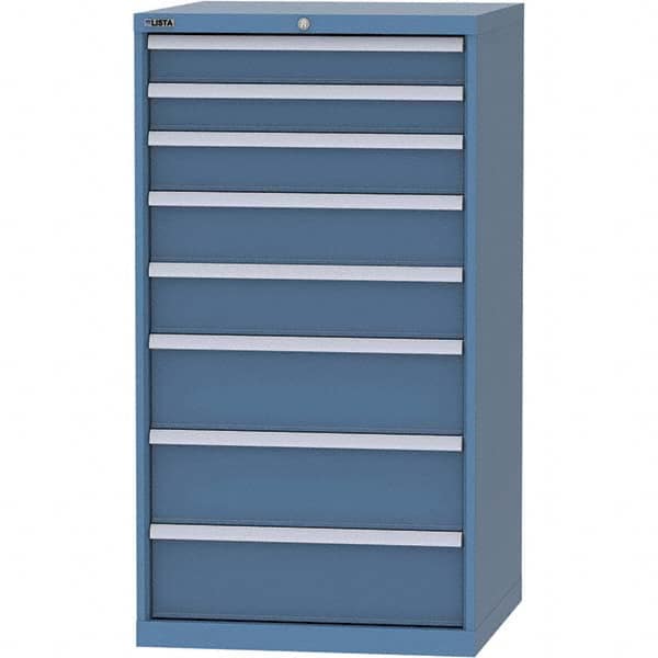 LISTA - 8 Drawer, 45 Compartment Bright Blue Steel Modular Storage Cabinet - Benchmark Tooling