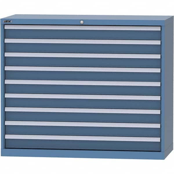 LISTA - 9 Drawer, 99 Compartment Bright Blue Steel Modular Storage Cabinet - Benchmark Tooling