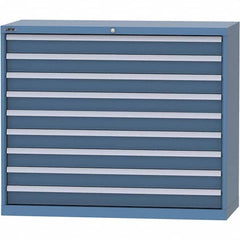 LISTA - 9 Drawer, 99 Compartment Bright Blue Steel Modular Storage Cabinet - Benchmark Tooling