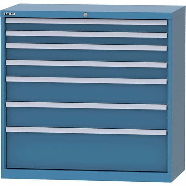 LISTA - 7 Drawer, 84 Compartment Red Steel Modular Storage Cabinet - Benchmark Tooling