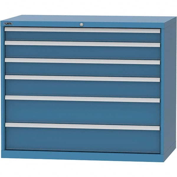 LISTA - 6 Drawer, 99 Compartment Bright Blue Steel Modular Storage Cabinet - Benchmark Tooling