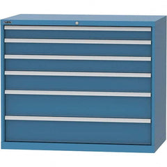 LISTA - 6 Drawer, 99 Compartment Bright Blue Steel Modular Storage Cabinet - Benchmark Tooling