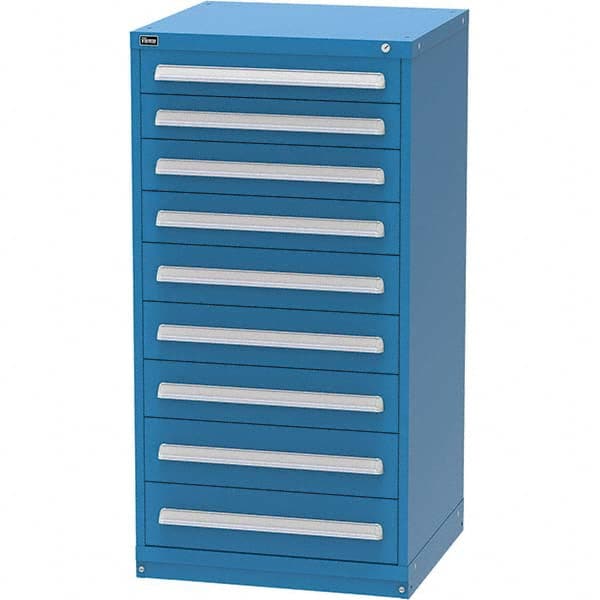 Vidmar - 9 Drawer, 344 Compartment Bright Blue Steel Modular Storage Cabinet - Benchmark Tooling