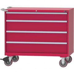 LISTA - 4 Drawer, 99 Compartment Red Steel Modular Storage Cabinet - Benchmark Tooling