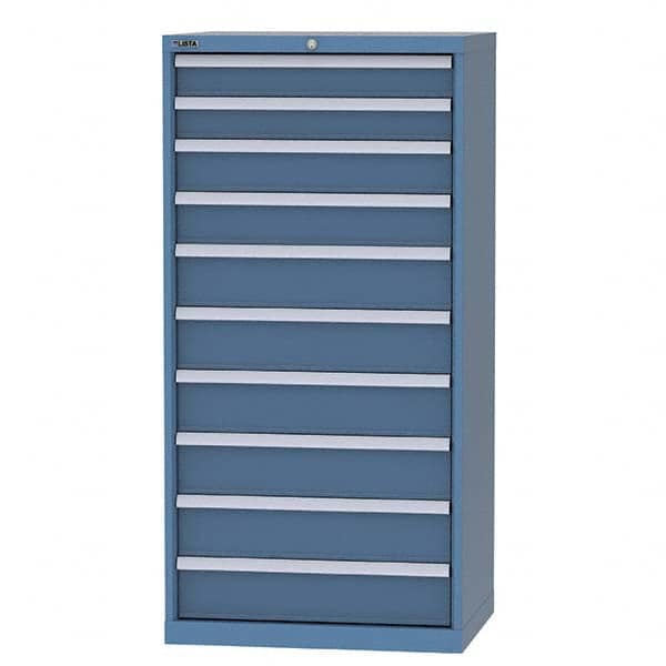 LISTA - 9 Drawer, 124 Compartment Bright Blue Steel Modular Storage Cabinet - Benchmark Tooling
