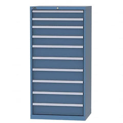 LISTA - 9 Drawer, 124 Compartment Bright Blue Steel Modular Storage Cabinet - Benchmark Tooling