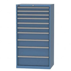 LISTA - 10 Drawer, 124 Compartment Bright Blue Steel Modular Storage Cabinet - Benchmark Tooling