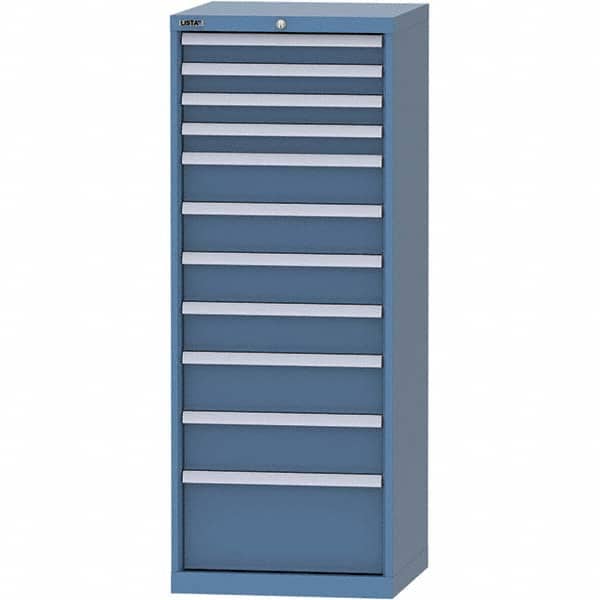 LISTA - 11 Drawer, 84 Compartment Bright Blue Steel Modular Storage Cabinet - Benchmark Tooling