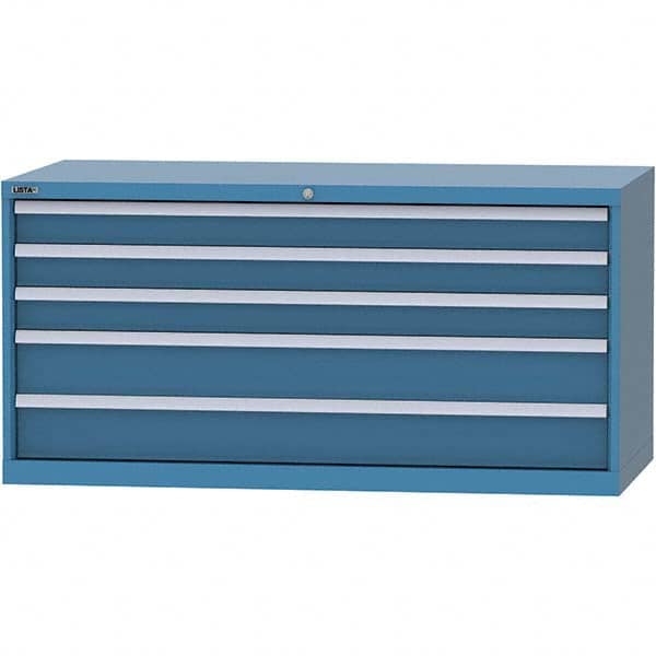 LISTA - 5 Drawer, 84 Compartment Bright Blue Steel Modular Storage Cabinet - Benchmark Tooling