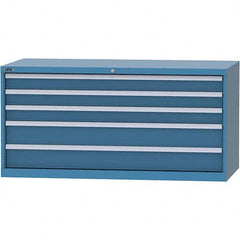 LISTA - 5 Drawer, 84 Compartment Bright Blue Steel Modular Storage Cabinet - Benchmark Tooling