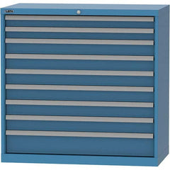 LISTA - 9 Drawer, 84 Compartment Bright Blue Steel Modular Storage Cabinet - Benchmark Tooling