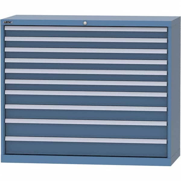 LISTA - 10 Drawer, 99 Compartment Bright Blue Steel Modular Storage Cabinet - Benchmark Tooling